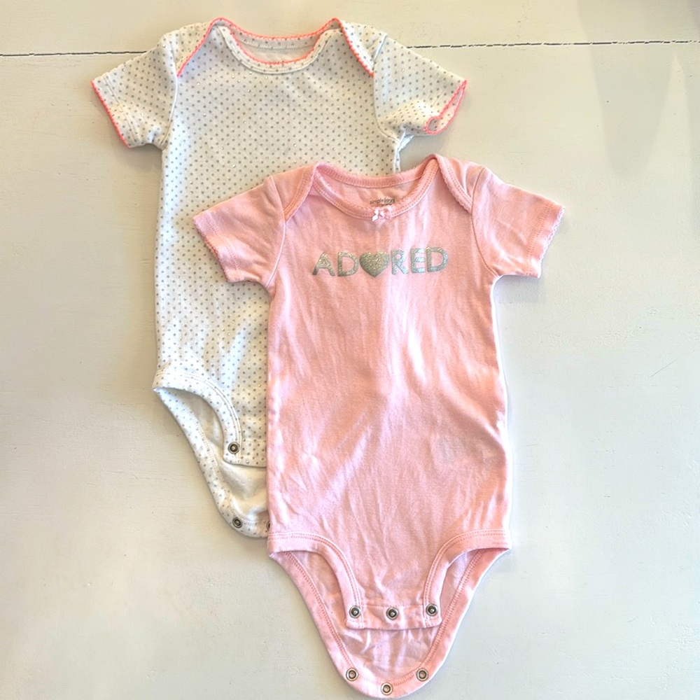 (2) Simple Joys by Carter's Baby Girl’s Bodysuits • Size 12M
